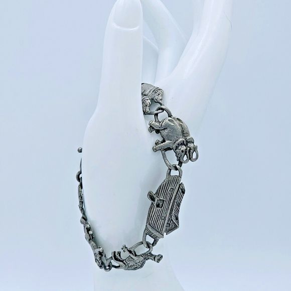 Noah's Ark Bracelet Vintage Charm Pewter Christian Religious Bible Story Jewelry - Picture 3 of 8